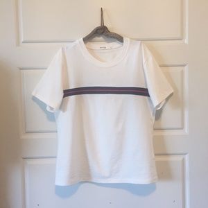 Mod Ref Blue and Red Stripe White T-Shirt